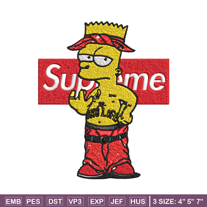 Supreme Simpson Embroidery design, Simpson Embroidery, cartoon design, Embroidery File, cartoon shirt, Digital download..jpg