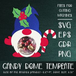 Christmas Gnome | Candy Dome | Christmas Ornament | Paper Craft Template | Sucker Holder SVG