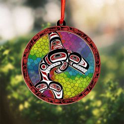 haida art killer whale suncatcher: vibrant northwest coast christmas ornament 2023