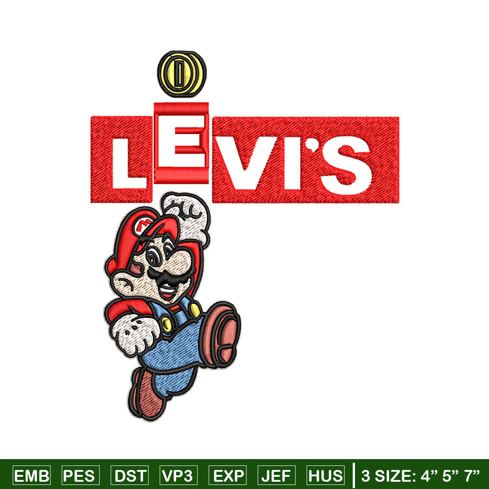 Levi's Mario Embroidery design, Levi's Mario Embroidery, cartoon design, Embroidery File, Levi's logo, Instant download.jpg