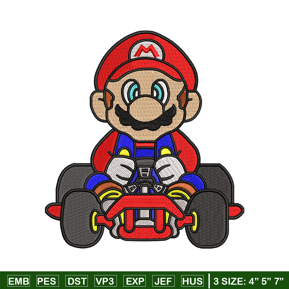 Mario car embroidery design, Super Mario bros embroidery, game design, logo design, game shirt, Digital download..jpg
