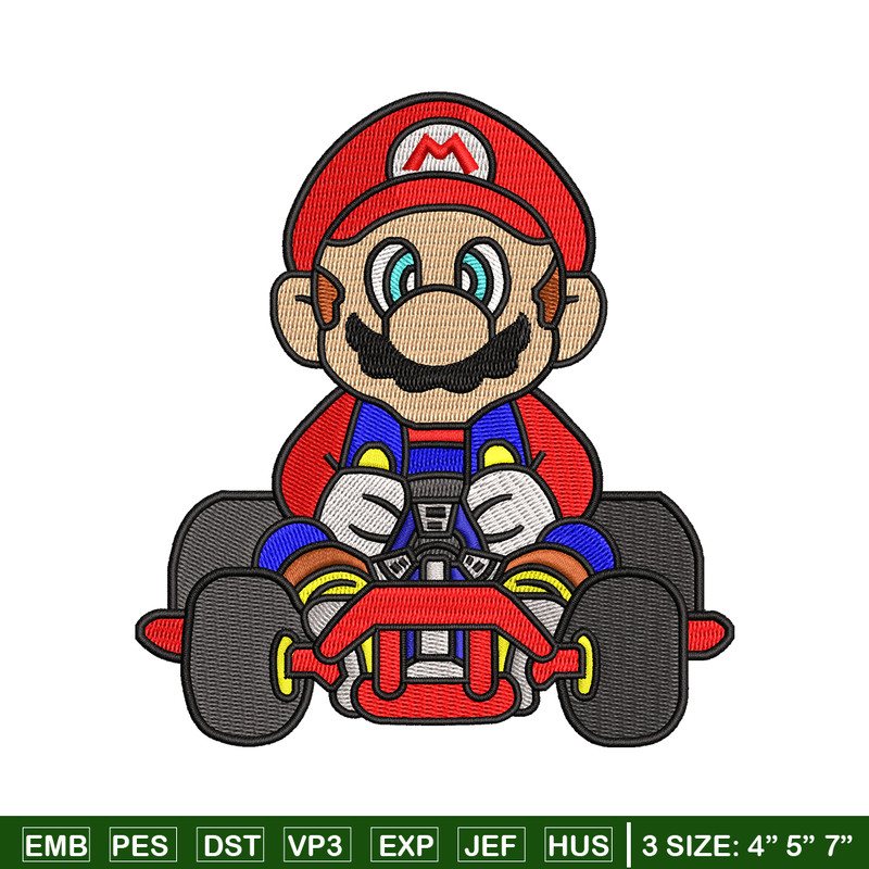 Mario car embroidery design, Super Mario bros embroidery, game design, logo design, game shirt, Digital download..jpg