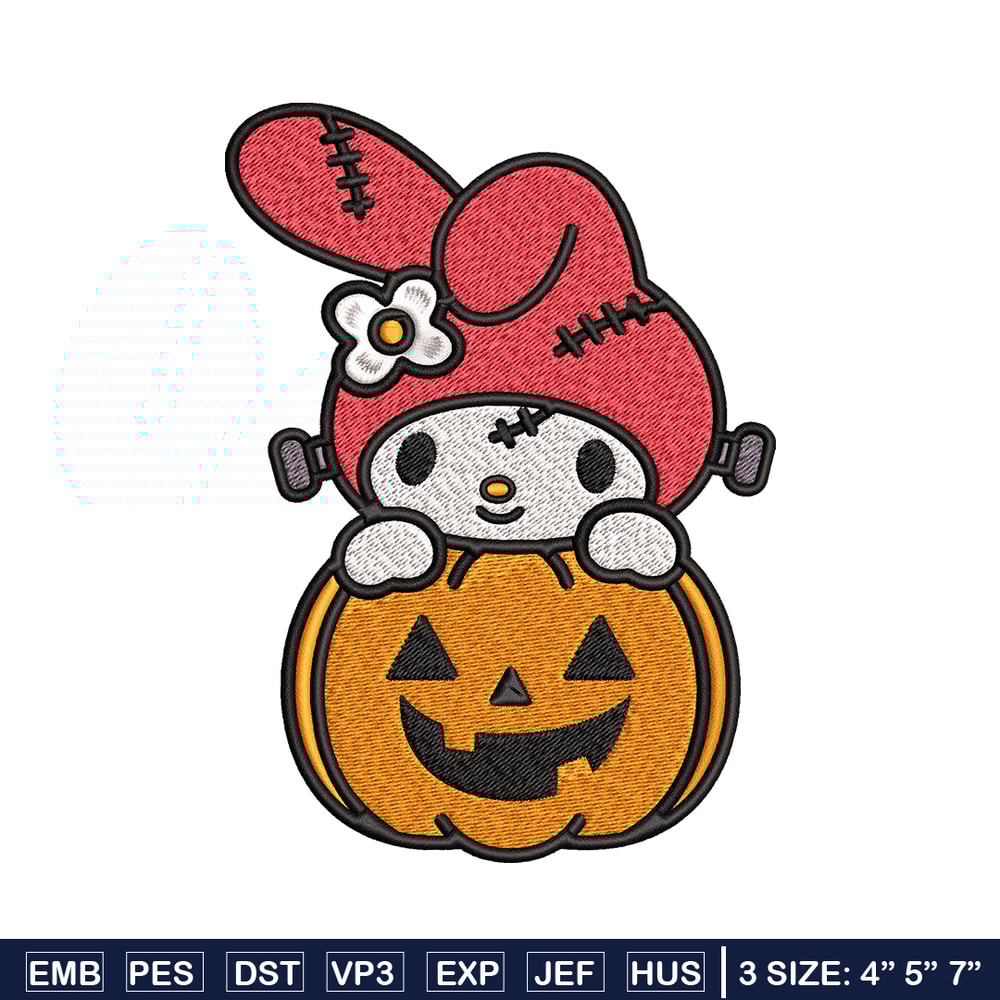 Melody pumpkin Embroidery design, Halloween Hello kitty Embroidery, cartoon design, Embroidery File, Digital download..jpg