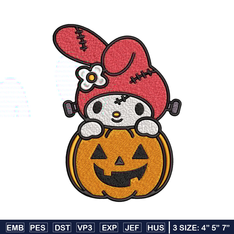 Melody pumpkin Embroidery design, Halloween Hello kitty Embroidery, cartoon design, Embroidery File, Digital download..jpg
