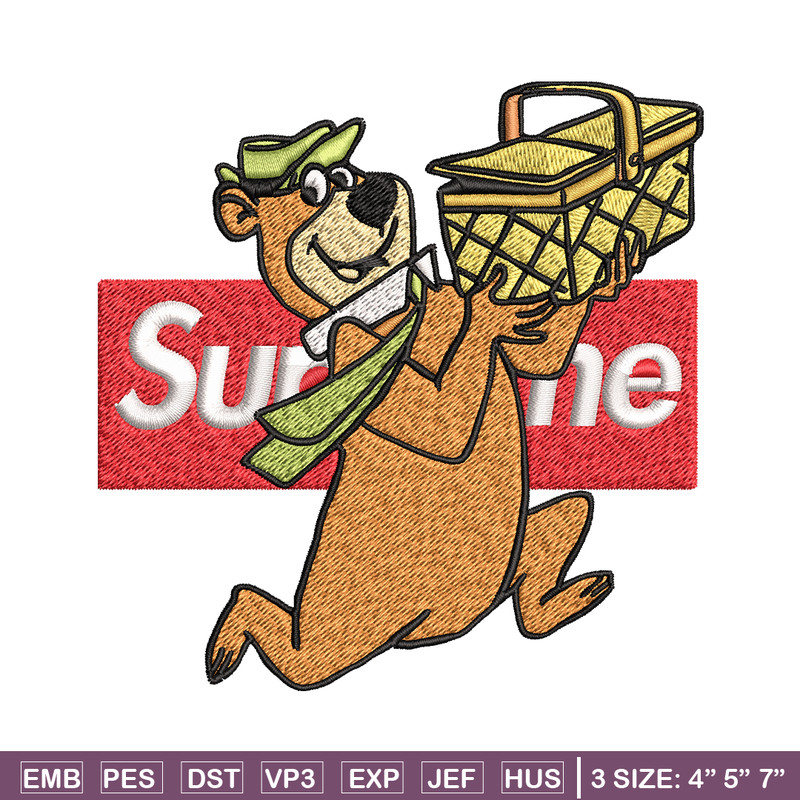 Yogi Bear Supreme Embroidery design, Yogi Bear Embroidery, cartoon design, logo shirt, Embroidery File, Instant download.jpg