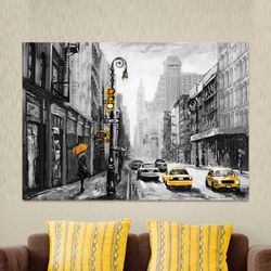 Black and White New York Taxi, Newyork City Street Landscape Wall art
