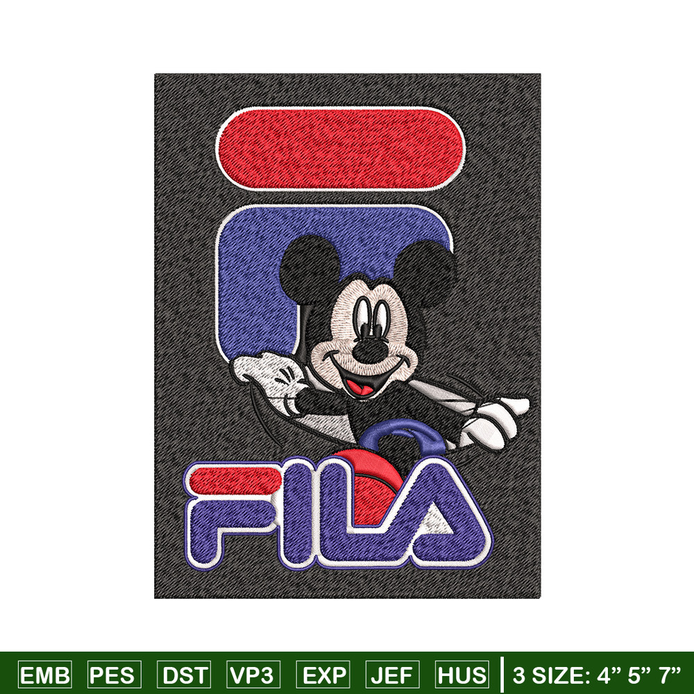 Mickey Mouse Fila Embroidery design, Disney Embroidery, cartoon design, Embroidery File, Fila logo, Instant download..jpg