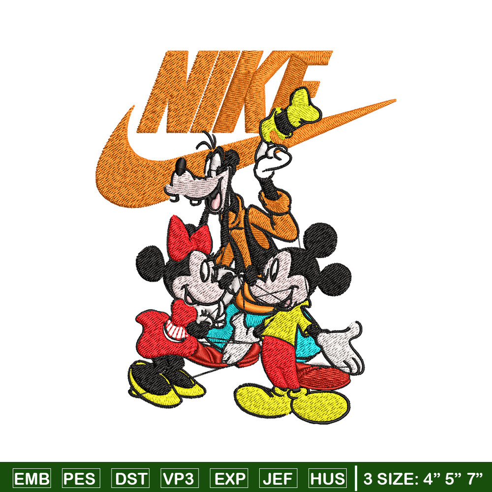 Mickey Mouse friends Nike Embroidery design, Disney Embroidery, Nike design, Embroidery file, Instant download..jpg