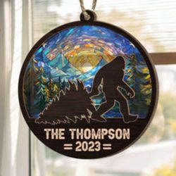 Bigfoot Christmas 2023: Personalized Suncatcher Ornament - Unique Holiday Gift