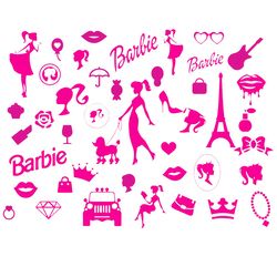 barbi icons bundle logo babe doll girly princesse svg silhouette