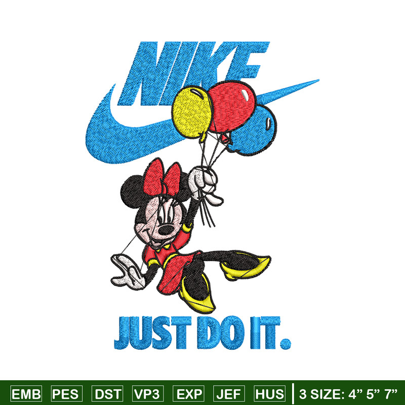 Minnie Mouse holding balloon Nike Embroidery design, Disney Embroidery, Nike design, Embroidery file, Instant download..jpg