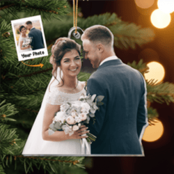 personalized acrylic photo ornament for christmas - couple wedding keepsake
