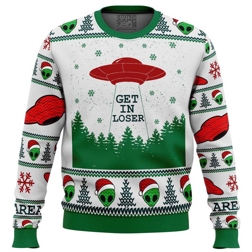 Area 51 Get in Loser All OVer Print Hoodie 3D Zip Hoodie 3D Ugly Christmas Sweater 3D Fleece Hoodie