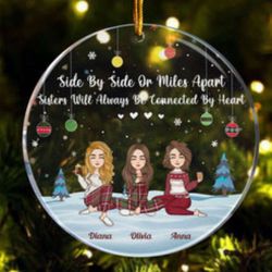 Sisters Make Best Friends: Personalized Circle Acrylic Ornament