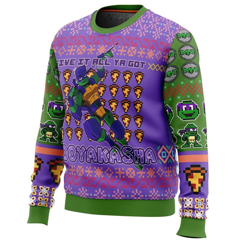 Donatello Rise of the Teenage Mutant Ninja Turtles Hoodie 3D Zip Hoodie 3D Ugly Christmas Sweater 3D Fleece Hoodie
