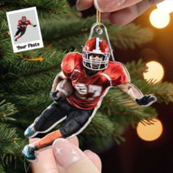 Custom Acrylic Photo Ornament for American Football Players - Personalized Memorabilia