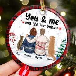 you and me and fur babies: personalized ceramic ornament - perfect gift for pet lovers!