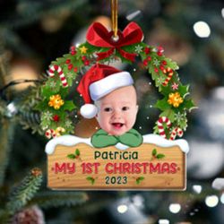 Personalized Acrylic Photo Ornament: My 1st Christmas - Celebrate with a Special Keepsake!