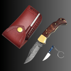 Custom handmade Damascus steel mini Folding Pocket knife / edc Damascus folding knife