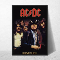 acdc band poster vintage wall art music memorabilia retro wall art concert poster poster with frame a4, a2, a1 size