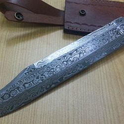 Custom Crafted Knife King's Damascus Steel Timber Rattler Bowie Blade