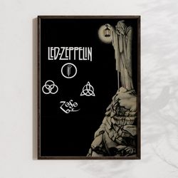led zeppelin band poster vintage wall art music memorabilia retro wall art concert poster poster with frame a4, a2,