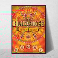 rolling stones band poster vintage wall art music memorabilia retro wall art concert poster poster with frame a4, a