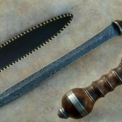 30.0 beautiful custom handmade damascus steel hunting sword with sheath