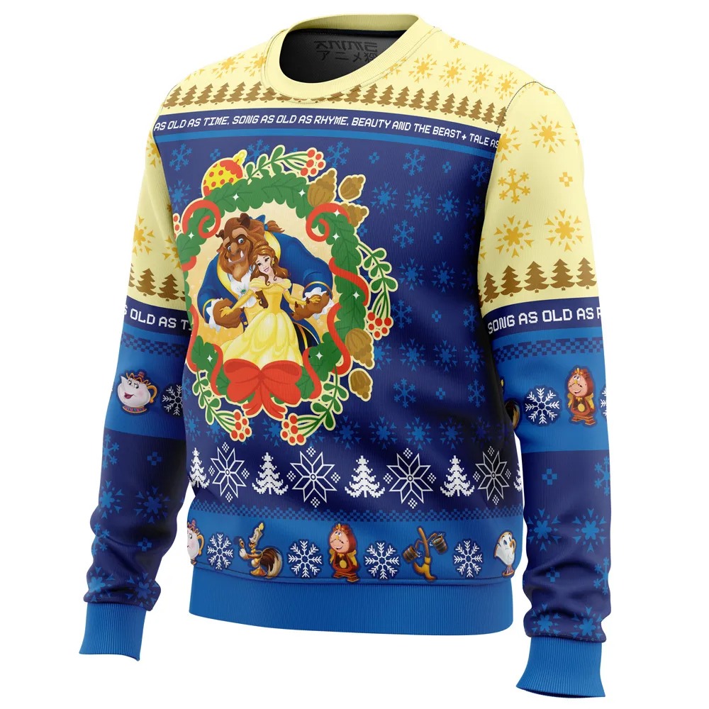 Christmas Beauty and the Beast Disney All Over Print Hoodie 3D Zip Hoodie 3D Ugly Christmas Sweater 3D Fleece Hoodie
