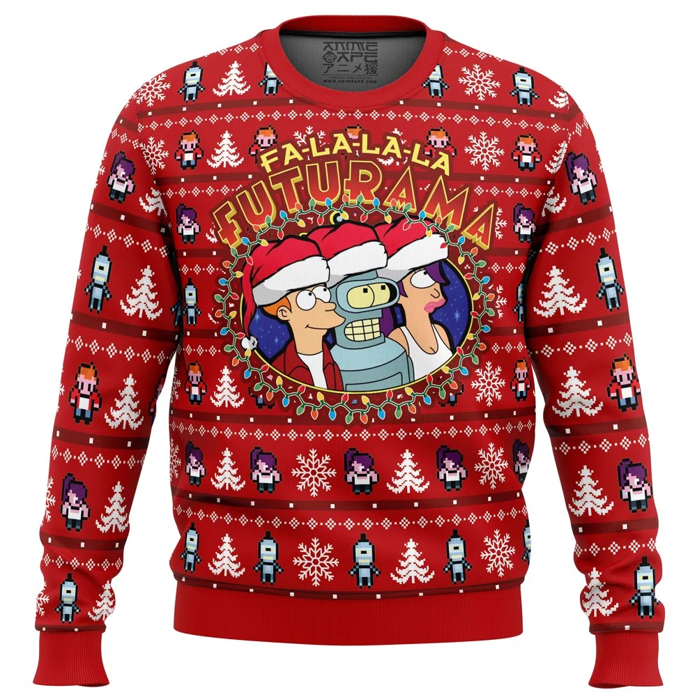 Fa-La-La-La Futurama All Over Print Hoodie 3D Zip Hoodie 3D Ugly Christmas Sweater 3D Fleece Hoodie