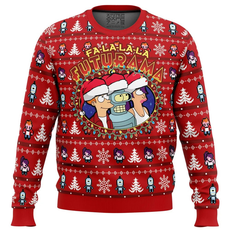 Fa-La-La-La Futurama All Over Print Hoodie 3D Zip Hoodie 3D Ugly Christmas Sweater 3D Fleece Hoodie