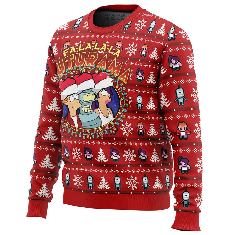 Fa-La-La-La Futurama All Over Print Hoodie 3D Zip Hoodie 3D Ugly Christmas Sweater 3D Fleece Hoodie