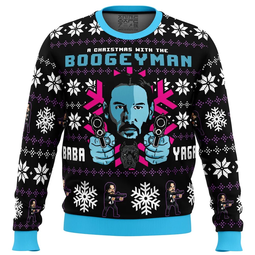 Christmas with the Boogeyman John Wick All Over Print Hoodie 3D Zip Hoodie 3D Ugly Christmas Sweater 3D Fleece Hoodie