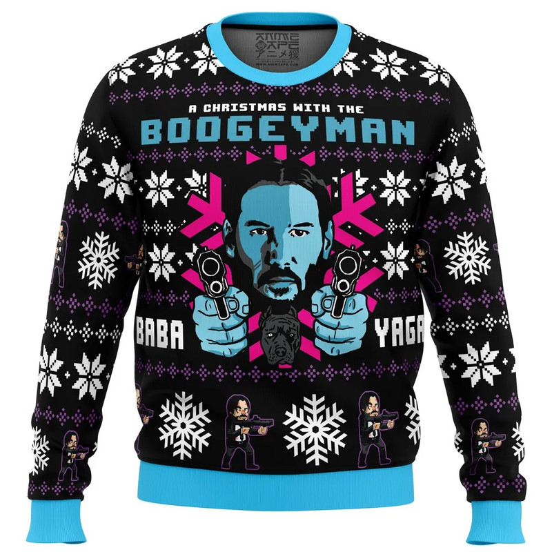 Christmas with the Boogeyman John Wick All Over Print Hoodie 3D Zip Hoodie 3D Ugly Christmas Sweater 3D Fleece Hoodie