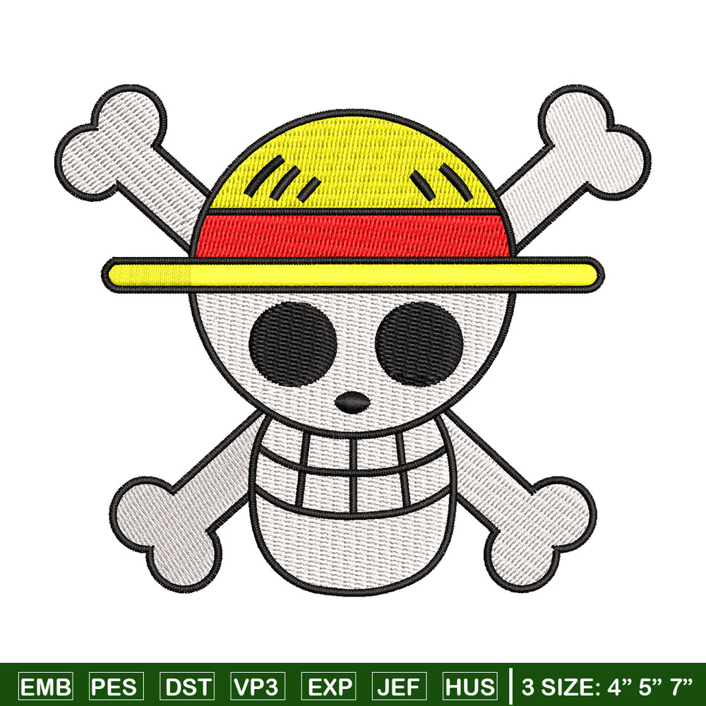 One piece Luffy Logo embroidery design, One piece embroidery, anime design, embroidery file, Digital download..jpg