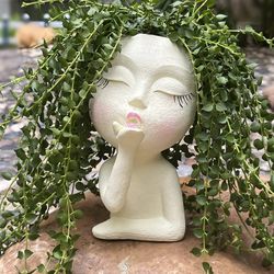 Face Planters Pot,succulent Planter Resin Head Planter,face Flower Pot,eye Caught Planter To Display In Outdoor Indoor