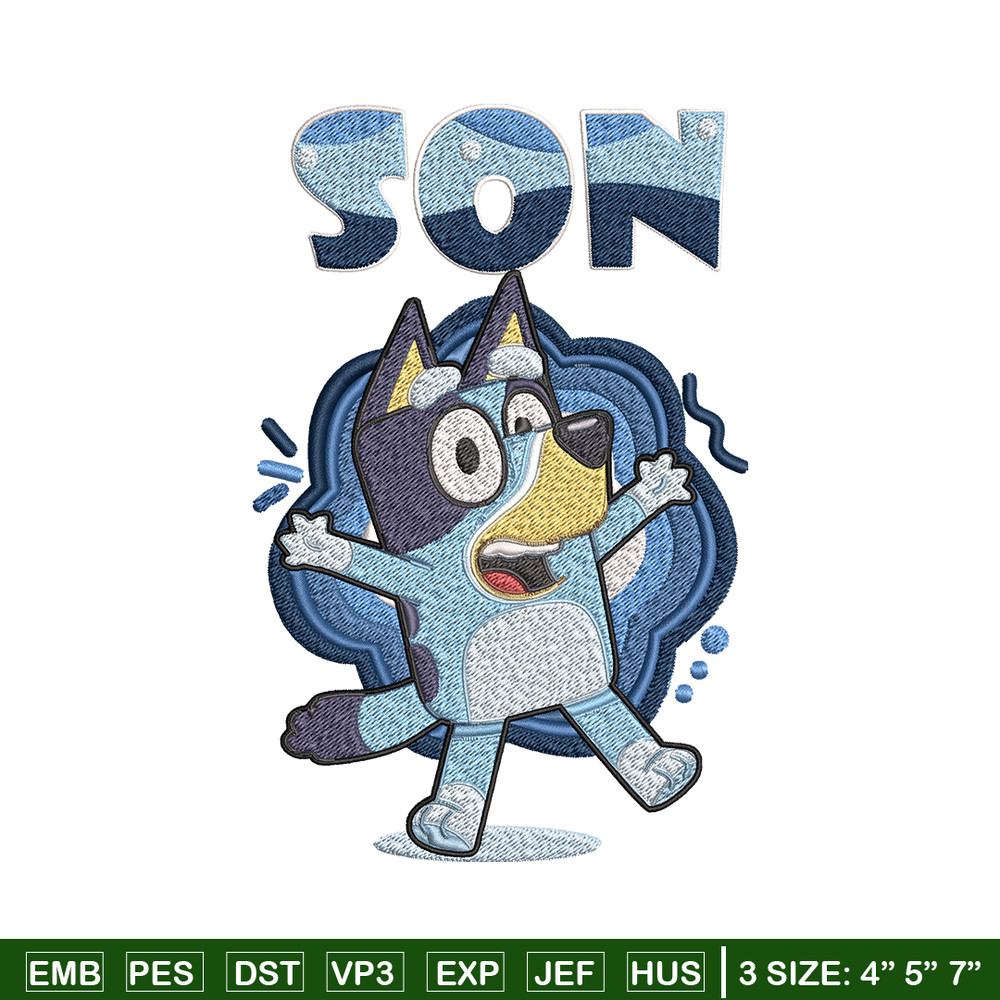 Son Bluey Embroidery, Bluey Cartoon Embroidery, cartoon Embroidery, cartoon shirt, Embroidery File, Instant download..jpg