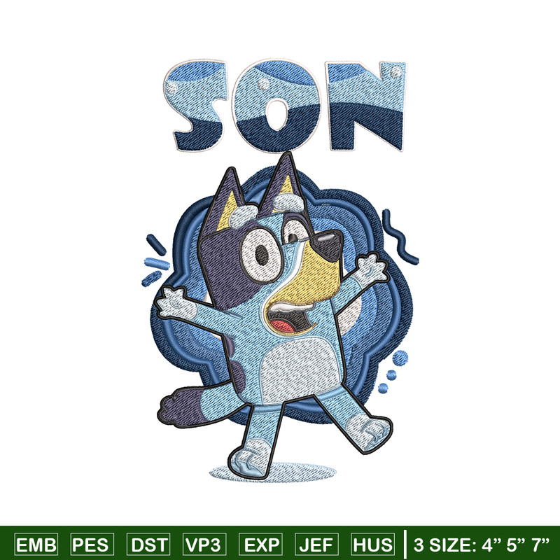 Son Bluey Embroidery, Bluey Cartoon Embroidery, cartoon Embroidery, cartoon shirt, Embroidery File, Instant download..jpg