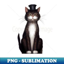 Cat in a top hat - Vintage Sublimation PNG Download - Capture Imagination with Every Detail