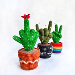 Cactus Hand CROCHET PATTERN / Amigurumi cactus PDF English pattern / Middle finger cactus / Pincushion crochet pattern
