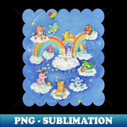 Care Bear 80s Retro Vintage Rainbow Nostalgic Childhood Cartoon - Creative Sublimation PNG Download - Revolutionize Your Designs