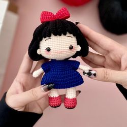 Navy blue dress doll witch. Amigurumi doll. Amigurumi crochet pattern. Crochet doll pattern. Amigurumi doll pattern. PDF