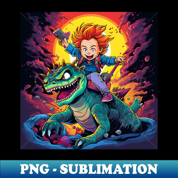 Rugrats Riding Raptor Chuckie riding Reptar Kaiju Rugrats - Signature Sublimation | Inspire ...