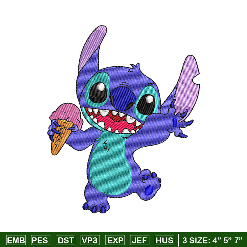 Stitch with Ice Cream embroidery design, cartoon embroidery, logo design, embroidery file, logo shirt, Digital download.jpg