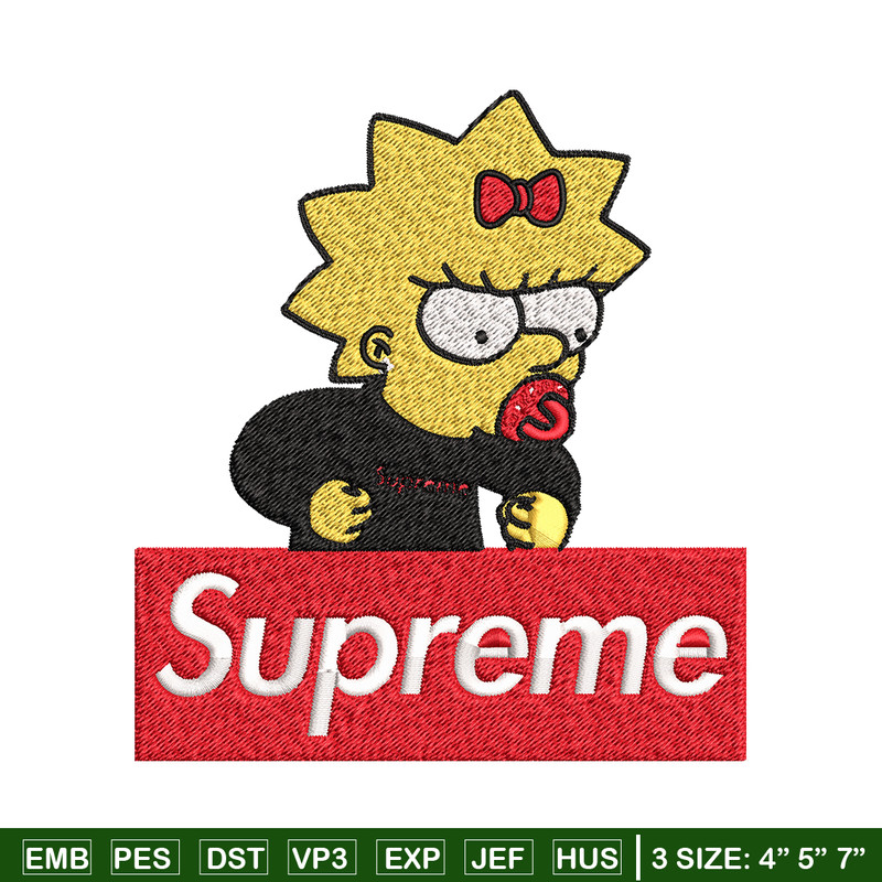 Supreme Lisa Simpson Embroidery design, Simpson Embroidery, cartoon design, Embroidery File, Digital download..jpg