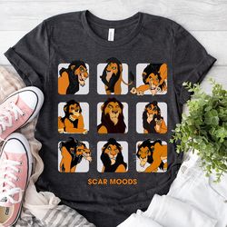 disney scar the lion king funny scar moods, disneyland family vacation trip, wdw matching shirts, magic kingdom outfits