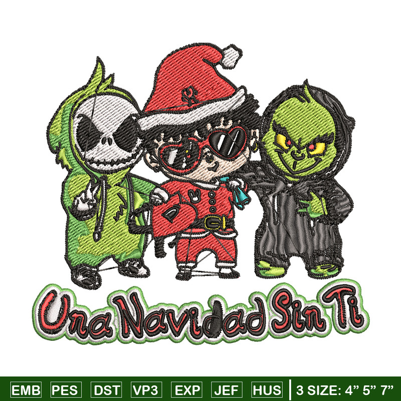 Una Navidad Sin Ti Grinch Embroidery design, Grinch christmas Embroidery, logo design, Embroidery File, Instant download.jpg