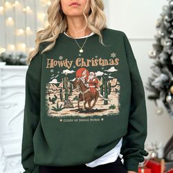 howdy country christmas sweatshirt, giddy up jingle horse crewneck, western santa shirt,western christmas tshirt, cowboy