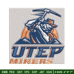 utep miners embroidery design, utep miners embroidery, logo sport, sport embroidery, ncaa embroidery.