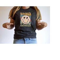 teacher smiley shirt, retro teacher t-shirt, teacher gift tee, back to school teacher tee, retro smiley face teacher tee